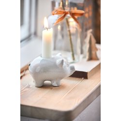 Ib Laursen Stage til bedelys gris, gr, stentj H: 6 L: 10