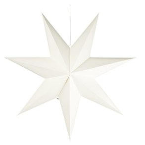 Ib Laursen Stjerne til ophng papir hvid 7-kantet :90 cm