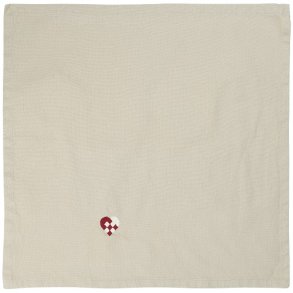 Ib Laursen Stofserviet Tradition med flettet hjerte hrfarvet 40x40cm.