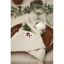 Ib Laursen Stofserviet Tradition med flettet hjerte hrfarvet 40x40cm.