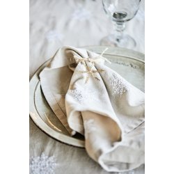 Ib Laursen Stofserviet Tradition med hvide snefnug hrfarvet