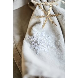 Ib Laursen Stofserviet Tradition med hvide snefnug hrfarvet