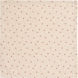 Ib Laursen Stofserviet Valentin natur med rde hjerter 40x40 cm