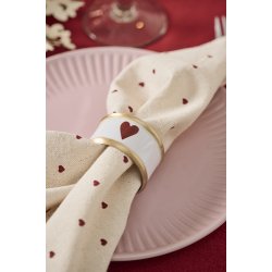 Ib Laursen Stofserviet Valentin natur med rde hjerter 40x40 cm