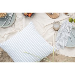 Ib Laursen Stofserviet dobbeltvvet lysebl og hvidstribet 40x40 cm.