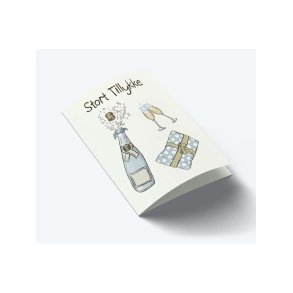 Mouse & Pen - Stort tillykke champagne -  lille  A7 Kort
