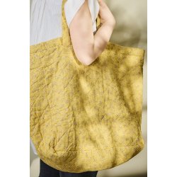 Ib Laursen Taske quiltet gul med hvide blomster