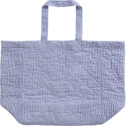 Ib Laursen Taske quiltet hvide og mrkebl mlkedrengestriber