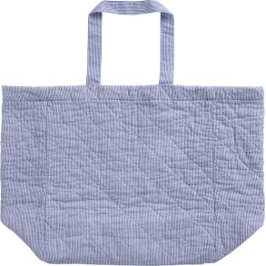 Ib Laursen Taske quiltet hvide og mrkebl mlkedrengestriber