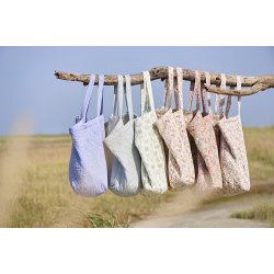 Ib Laursen Taske quiltet hvide og stvgrnne mlkedrengestriber