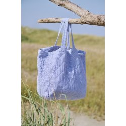 Ib Laursen Taske quiltet hvide og mrkebl mlkedrengestriber