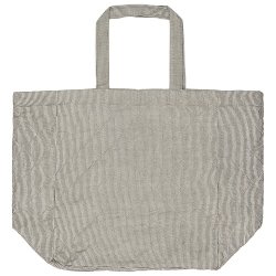 Ib Laursen Taske quiltet hvide og mrkegr mlkedrengestriber