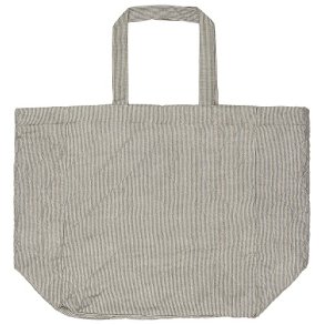 Ib Laursen Taske quiltet hvide og mrkegr mlkedrengestriber