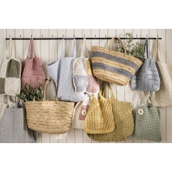 Ib Laursen Taske quiltet hvide og mrkegr mlkedrengestriber