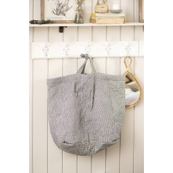 Ib Laursen Taske quiltet hvide og mrkegr mlkedrengestriber