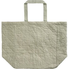 Ib Laursen Taske quiltet hvide og stvgrnne mlkedrengestriber