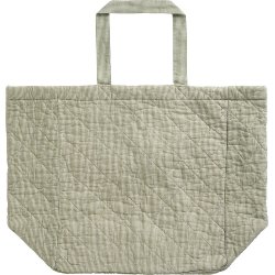 Ib Laursen Taske quiltet hvide og stvgrnne mlkedrengestriber