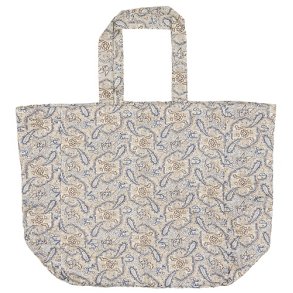 Ib Laursen -Taske quiltet med blt, brunt og sandfarvet paisleymnster