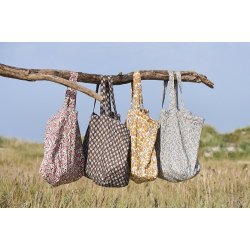 Ib Laursen -Taske quiltet med blt, brunt og sandfarvet paisleymnster