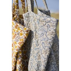 Ib Laursen -Taske quiltet med blt, brunt og sandfarvet paisleymnster