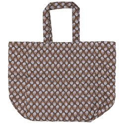 Ib Laursen - Taske quiltet med mrkebrunt og blt blomstermnster