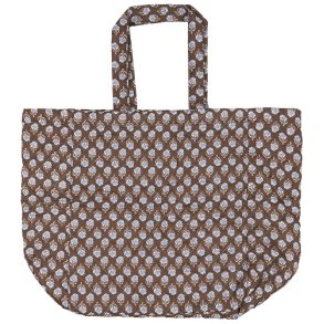 Ib Laursen - Taske quiltet med mrkebrunt og blt blomstermnster