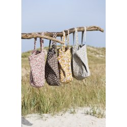 Ib Laursen -Taske quiltet naturfarvet med gr, gule og orange vinranker