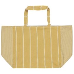 Ib Laursen Taske vendbar mustard m/hvide striber og mnster hrfarvet indvendig