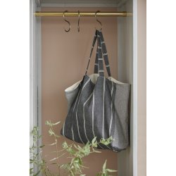 Ib Laursen Ib Laursen - Taske vendbar sort m/hvide striber og mnster hrfarvet indvendig