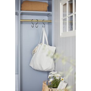 Ib Laursen Taske vendbar stvbl m/hvide striber og mnster hrfarvet indvendig