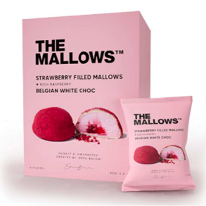 The Mallows Fyldte skumfiduser med jordb�r og hindb�r, 80g. 