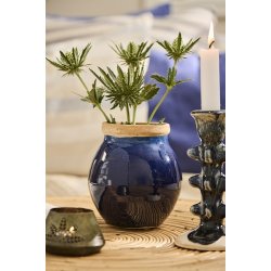 Ib Laursen Vase bl med naturfarvet kant Avignon