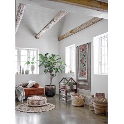 Bloomingville - Verona Plaid- tppe, Rd, Genanvendt Bomuld 160x130 cm.