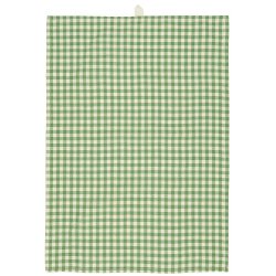 Ib Laursen - Viskestykke Anders grn med naturfarvede sm tern 50x70 cm.