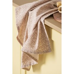 Ib Laursen - Viskestykke Beate malva med hvide og gule blomster 50x70 cm.