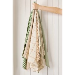 Ib Laursen -Viskestykke Billy natur med grnne striber 50x70 cm.