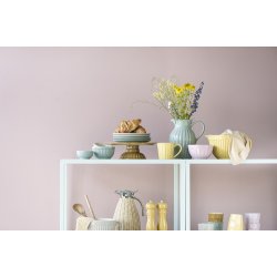 Ib Laursen Viskestykke Carla sart gul med hvide striber 50x70 cm.