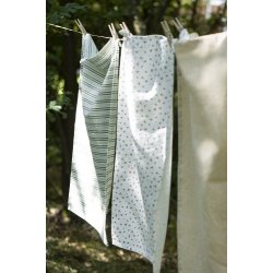 Ib Laursen Viskestykke Carla sart gul med hvide striber 50x70 cm.