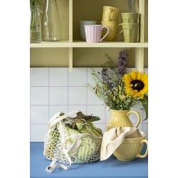 Ib Laursen Viskestykke Carla sart gul med hvide striber 50x70 cm.