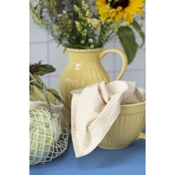 Ib Laursen Viskestykke Carla sart gul med hvide striber 50x70 cm.