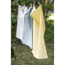 Ib Laursen Viskestykke Carla sart gul med hvide striber 50x70 cm.