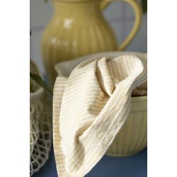 Ib Laursen Viskestykke Carla sart gul med hvide striber 50x70 cm.