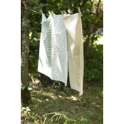 Ib Laursen Viskestykke Carla sart gul med hvide striber 50x70 cm.