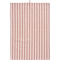 Ib Laursen - Viskestykke Cecilie natur med rde smalle og brede striber 50x70cm.