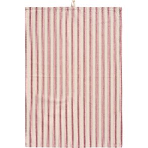 Ib Laursen - Viskestykke Cecilie natur med rde smalle og brede striber 50x70cm.