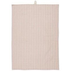 Ib Laursen - Viskestykke Elina lyserd med naturfarvede sm tern 50x70 cm.