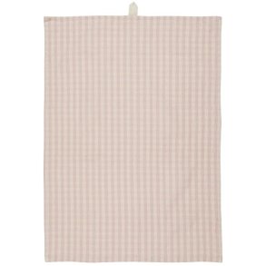 Ib Laursen - Viskestykke Elina lyserd med naturfarvede sm tern 50x70 cm.