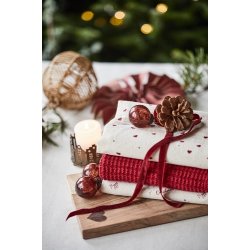 Ib Laursen - Viskestykke Emily natur m/rde sm hjerter50x70 cm.