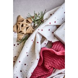 Ib Laursen - Viskestykke Emily natur m/rde sm hjerter50x70 cm.