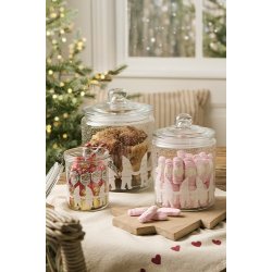 Ib Laursen - Viskestykke Emma natur med rde hjerter 50x70cm.